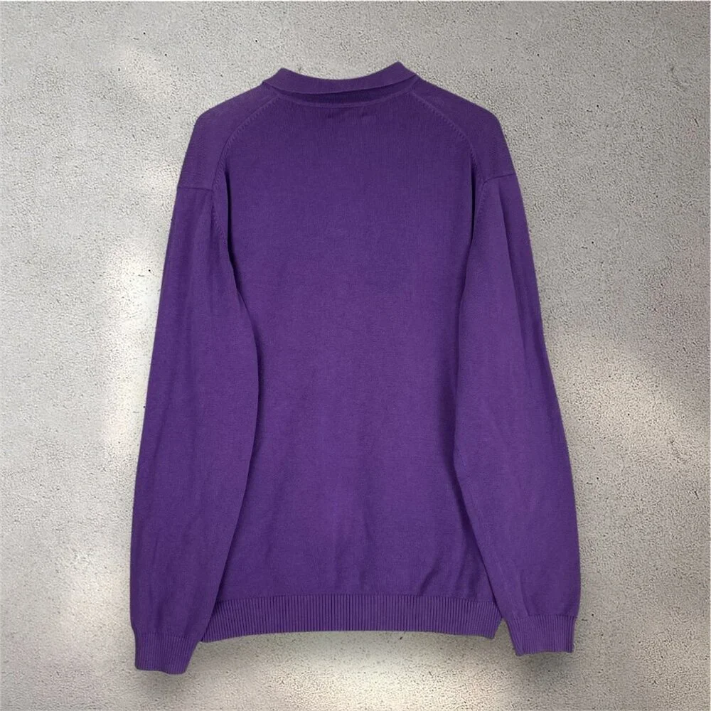 Banana Republic Purple Knit Polo Sweater Men’s XL Vintage Y2K Minimal Classic - Picture 2 of 7